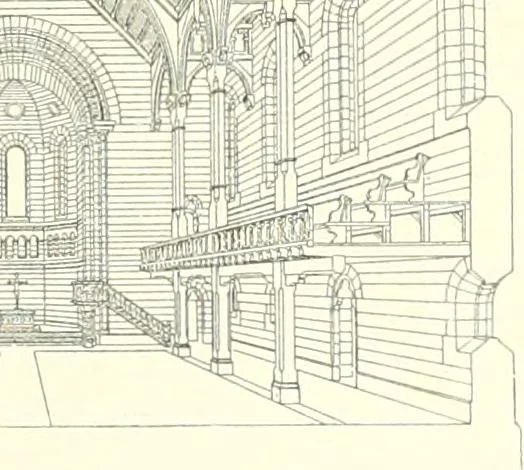 An illustration from Der Kirchenbau des Protestantismus von der Reformation bis zur Gegenwart, hrsg. von der Vereinigung Berliner Architekten, 1893, leaf 327