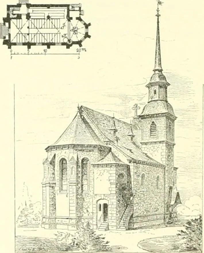 An illustration from Der Kirchenbau des Protestantismus von der Reformation bis zur Gegenwart, hrsg. von der Vereinigung Berliner Architekten, 1893, leaf 334