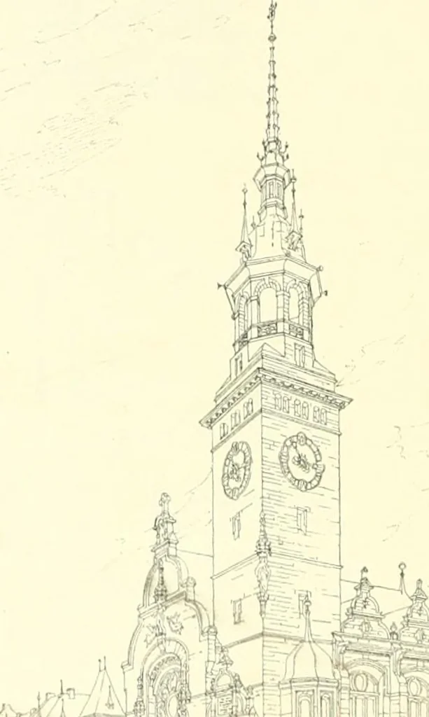 An illustration from Der Kirchenbau des Protestantismus von der Reformation bis zur Gegenwart, hrsg. von der Vereinigung Berliner Architekten, 1893, leaf 336