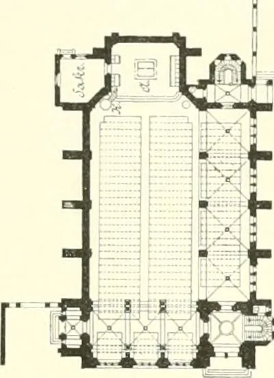 An illustration from Der Kirchenbau des Protestantismus von der Reformation bis zur Gegenwart, hrsg. von der Vereinigung Berliner Architekten, 1893, leaf 337