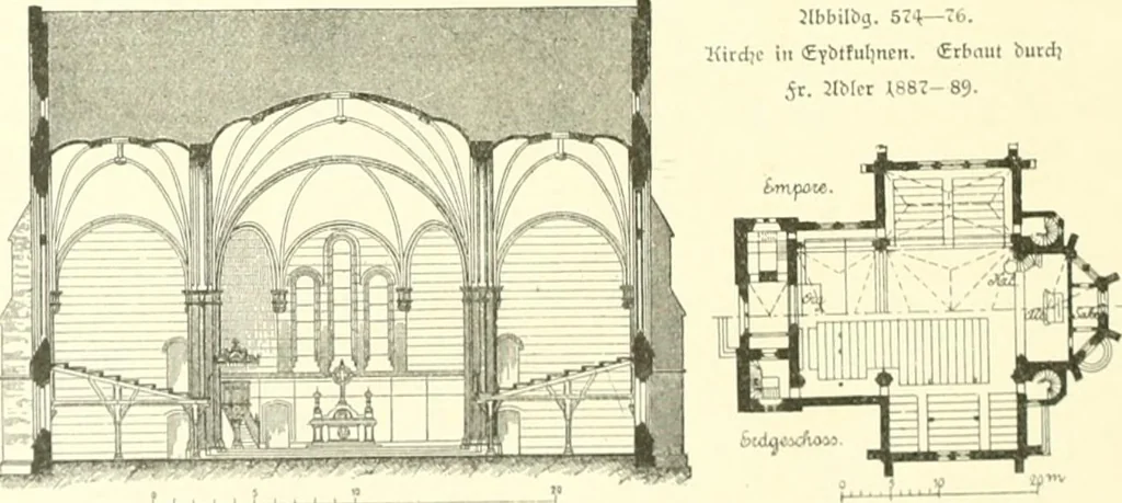 An illustration from Der Kirchenbau des Protestantismus von der Reformation bis zur Gegenwart, hrsg. von der Vereinigung Berliner Architekten, 1893, leaf 344