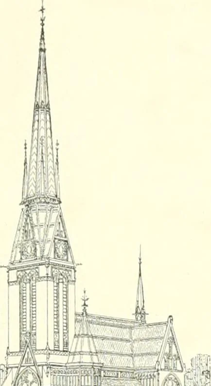 An illustration from Der Kirchenbau des Protestantismus von der Reformation bis zur Gegenwart, hrsg. von der Vereinigung Berliner Architekten, 1893, leaf 345