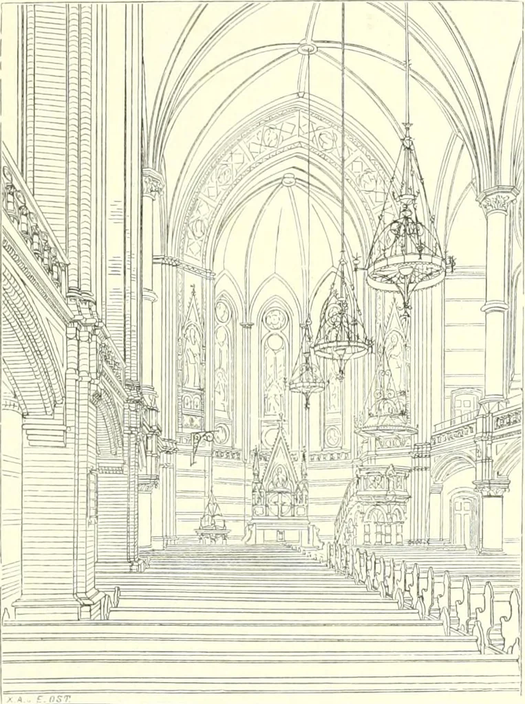 An illustration from Der Kirchenbau des Protestantismus von der Reformation bis zur Gegenwart, hrsg. von der Vereinigung Berliner Architekten, 1893, leaf 347
