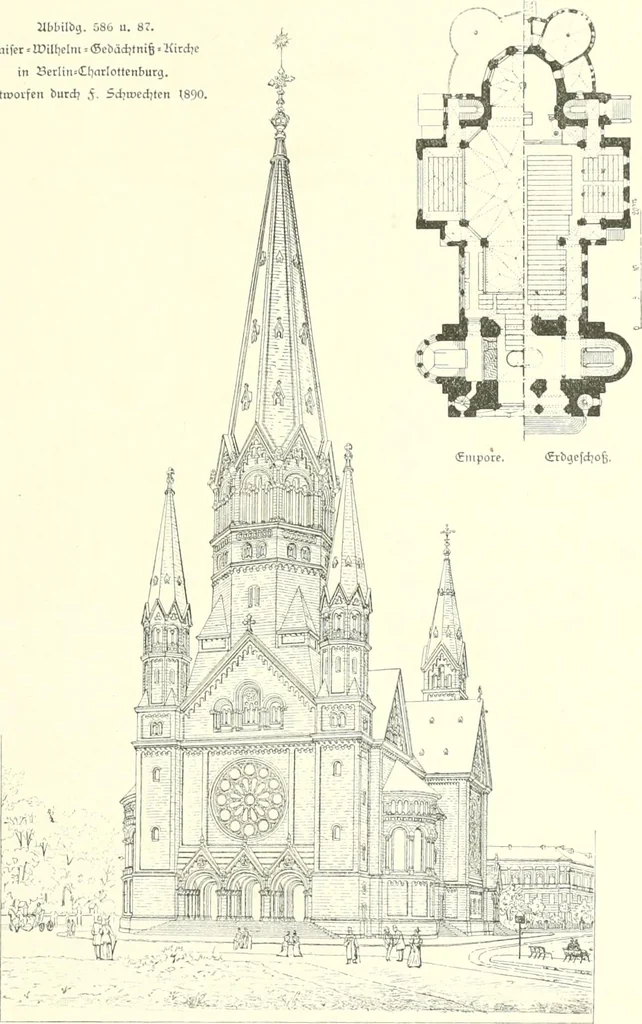 An illustration from Der Kirchenbau des Protestantismus von der Reformation bis zur Gegenwart, hrsg. von der Vereinigung Berliner Architekten, 1893, leaf 349