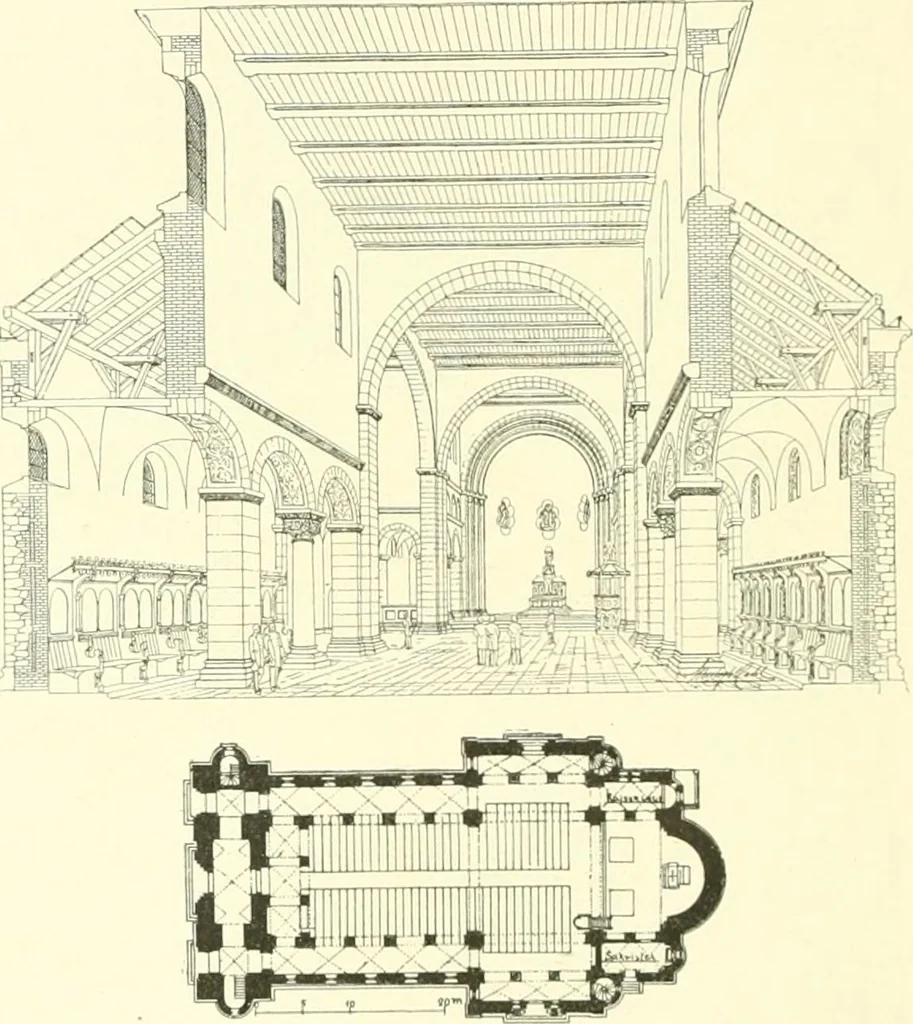 An illustration from Der Kirchenbau des Protestantismus von der Reformation bis zur Gegenwart, hrsg. von der Vereinigung Berliner Architekten, 1893, leaf 358