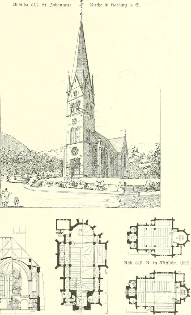 An illustration from Der Kirchenbau des Protestantismus von der Reformation bis zur Gegenwart, hrsg. von der Vereinigung Berliner Architekten, 1893, leaf 359