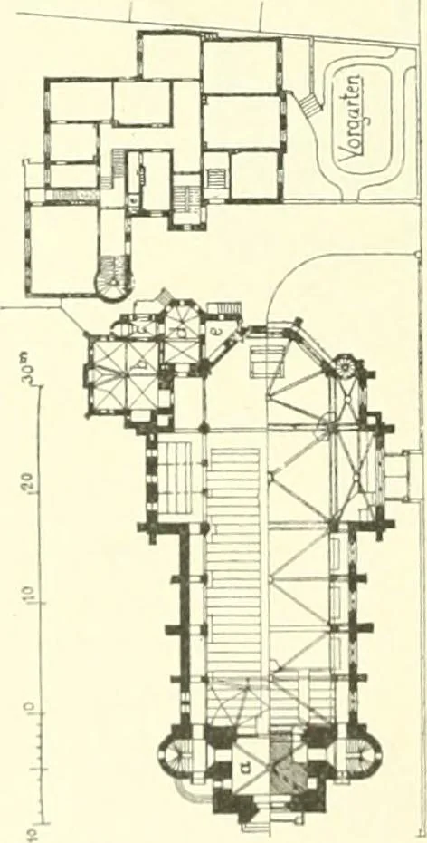 An illustration from Der Kirchenbau des Protestantismus von der Reformation bis zur Gegenwart, hrsg. von der Vereinigung Berliner Architekten, 1893, leaf 360