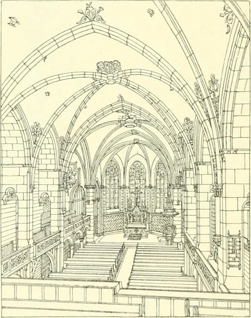 An illustration from Der Kirchenbau des Protestantismus von der Reformation bis zur Gegenwart, hrsg. von der Vereinigung Berliner Architekten, 1893, leaf 360