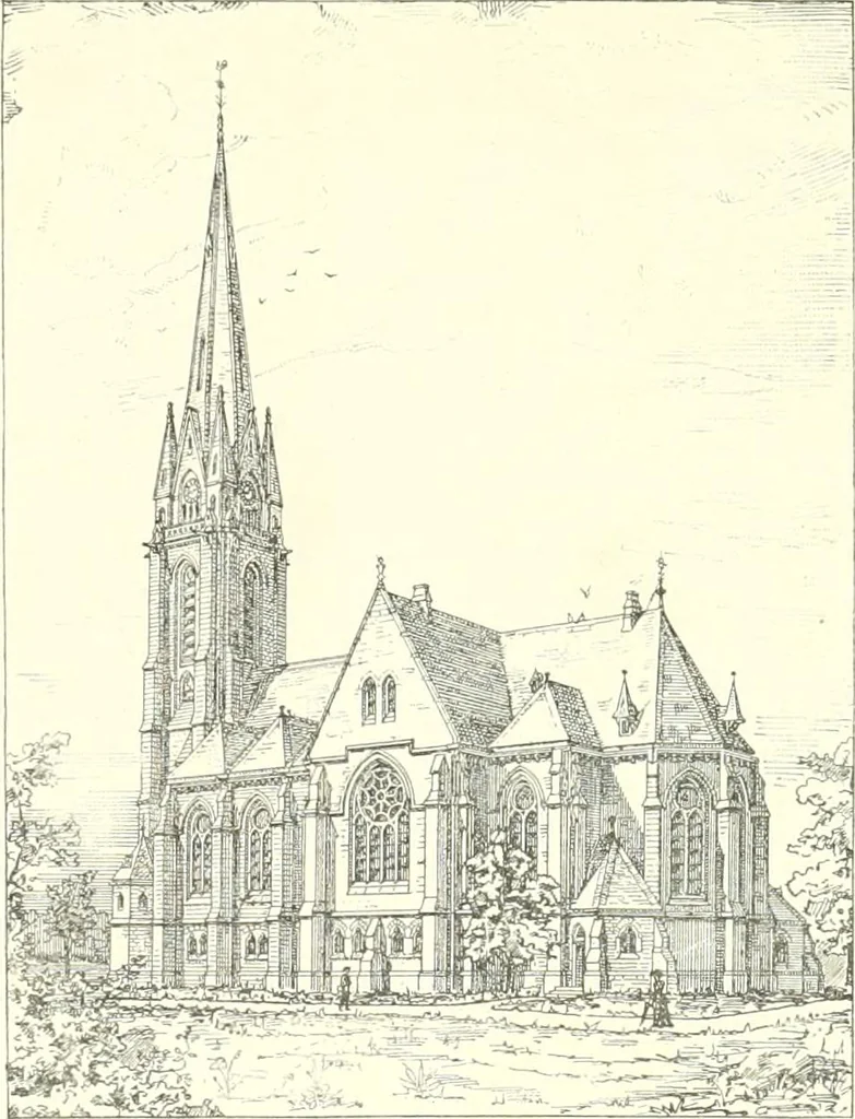 An illustration from Der Kirchenbau des Protestantismus von der Reformation bis zur Gegenwart, hrsg. von der Vereinigung Berliner Architekten, 1893, leaf 361