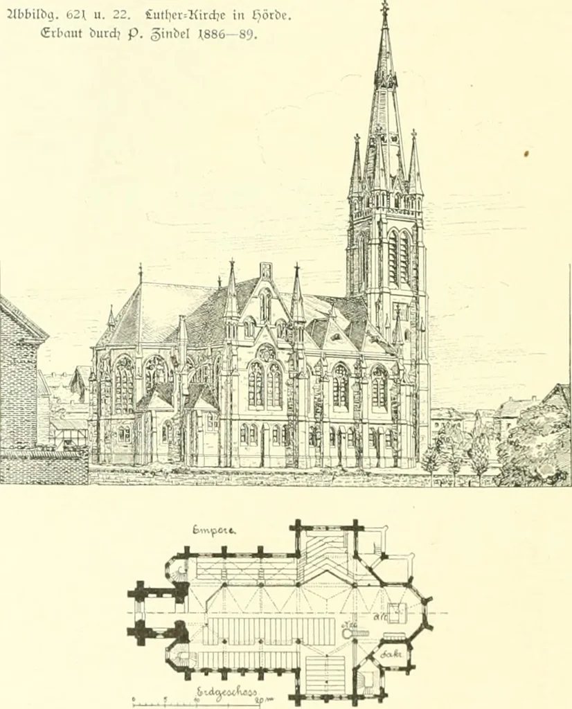 An illustration from Der Kirchenbau des Protestantismus von der Reformation bis zur Gegenwart, hrsg. von der Vereinigung Berliner Architekten, 1893, leaf 362