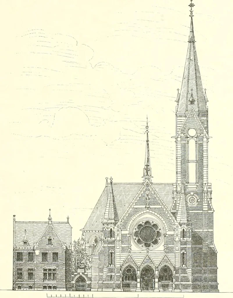 An illustration from Der Kirchenbau des Protestantismus von der Reformation bis zur Gegenwart, hrsg. von der Vereinigung Berliner Architekten, 1893, leaf 363