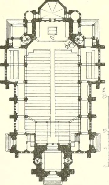An illustration from Der Kirchenbau des Protestantismus von der Reformation bis zur Gegenwart, hrsg. von der Vereinigung Berliner Architekten, 1893, leaf 365