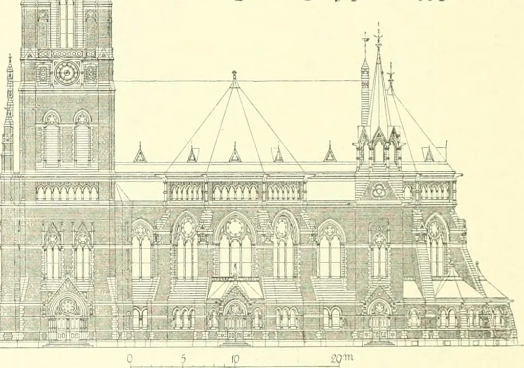 An illustration from Der Kirchenbau des Protestantismus von der Reformation bis zur Gegenwart, hrsg. von der Vereinigung Berliner Architekten, 1893, leaf 370