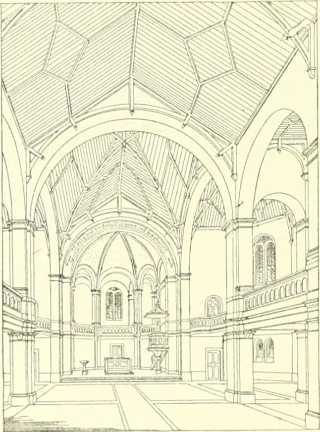 An illustration from Der Kirchenbau des Protestantismus von der Reformation bis zur Gegenwart, hrsg. von der Vereinigung Berliner Architekten, 1893, leaf 374