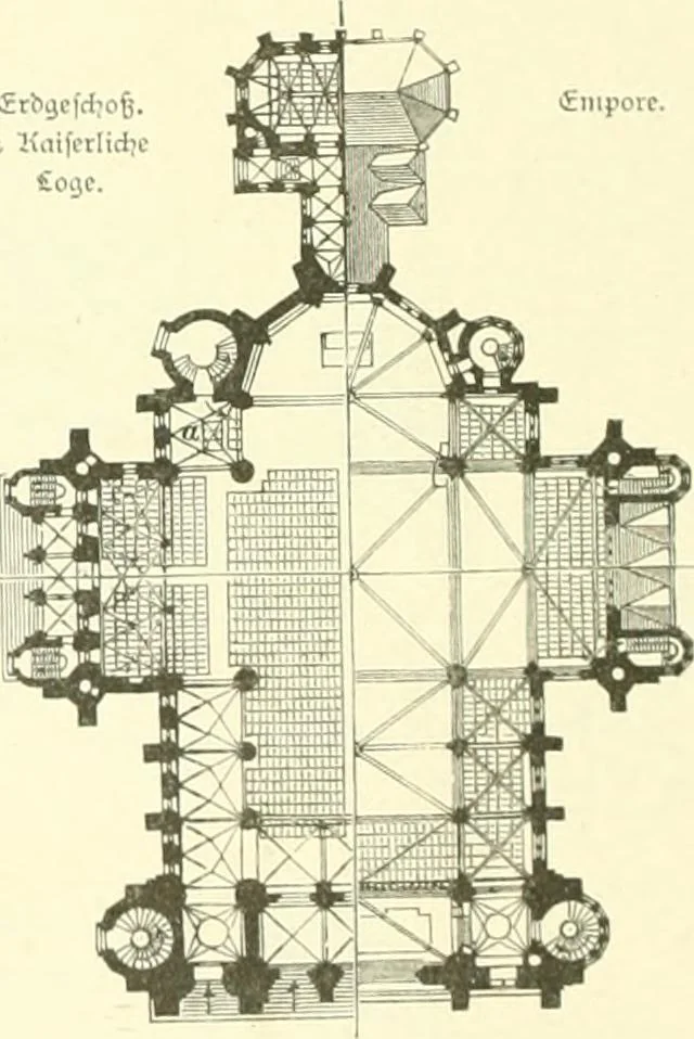 An illustration from Der Kirchenbau des Protestantismus von der Reformation bis zur Gegenwart, hrsg. von der Vereinigung Berliner Architekten, 1893, leaf 378