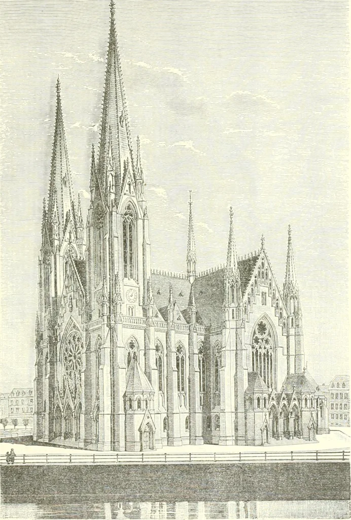 An illustration from Der Kirchenbau des Protestantismus von der Reformation bis zur Gegenwart, hrsg. von der Vereinigung Berliner Architekten, 1893, leaf 379