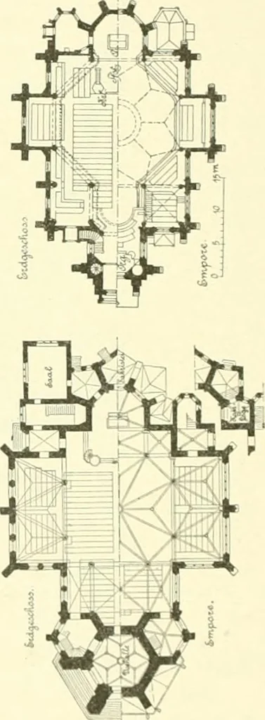 An illustration from Der Kirchenbau des Protestantismus von der Reformation bis zur Gegenwart, hrsg. von der Vereinigung Berliner Architekten, 1893, leaf 386