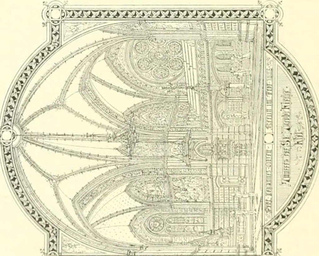 An illustration from Der Kirchenbau des Protestantismus von der Reformation bis zur Gegenwart, hrsg. von der Vereinigung Berliner Architekten, 1893, leaf 396
