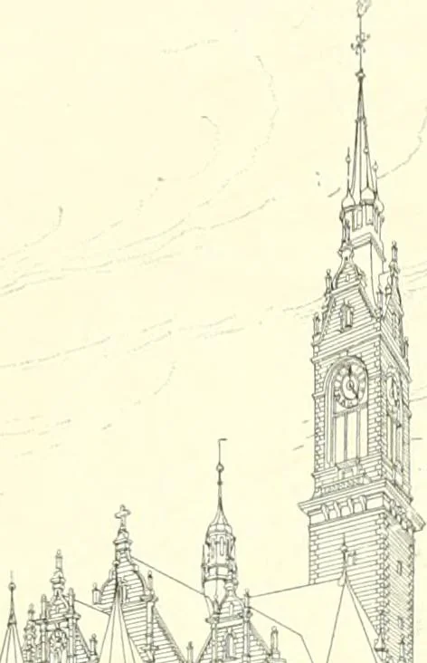 An illustration from Der Kirchenbau des Protestantismus von der Reformation bis zur Gegenwart, hrsg. von der Vereinigung Berliner Architekten, 1893, leaf 399