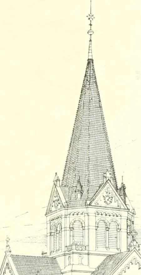 An illustration from Der Kirchenbau des Protestantismus von der Reformation bis zur Gegenwart, hrsg. von der Vereinigung Berliner Architekten, 1893, leaf 401