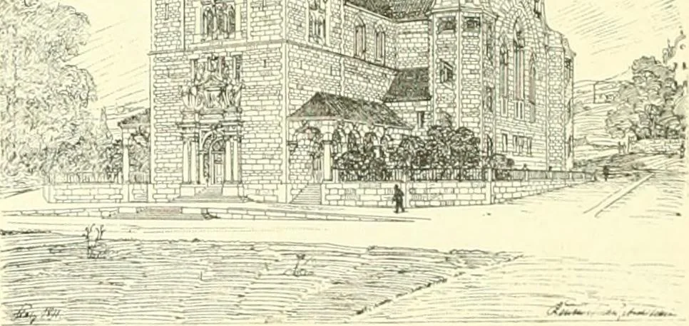 An illustration from Der Kirchenbau des Protestantismus von der Reformation bis zur Gegenwart, hrsg. von der Vereinigung Berliner Architekten, 1893, leaf 402