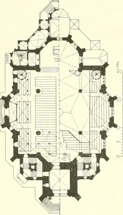 An illustration from Der Kirchenbau des Protestantismus von der Reformation bis zur Gegenwart, hrsg. von der Vereinigung Berliner Architekten, 1893, leaf 405