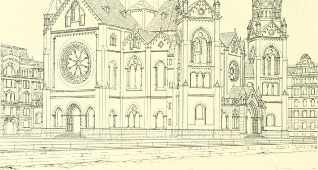 An illustration from Der Kirchenbau des Protestantismus von der Reformation bis zur Gegenwart, hrsg. von der Vereinigung Berliner Architekten, 1893, leaf 408