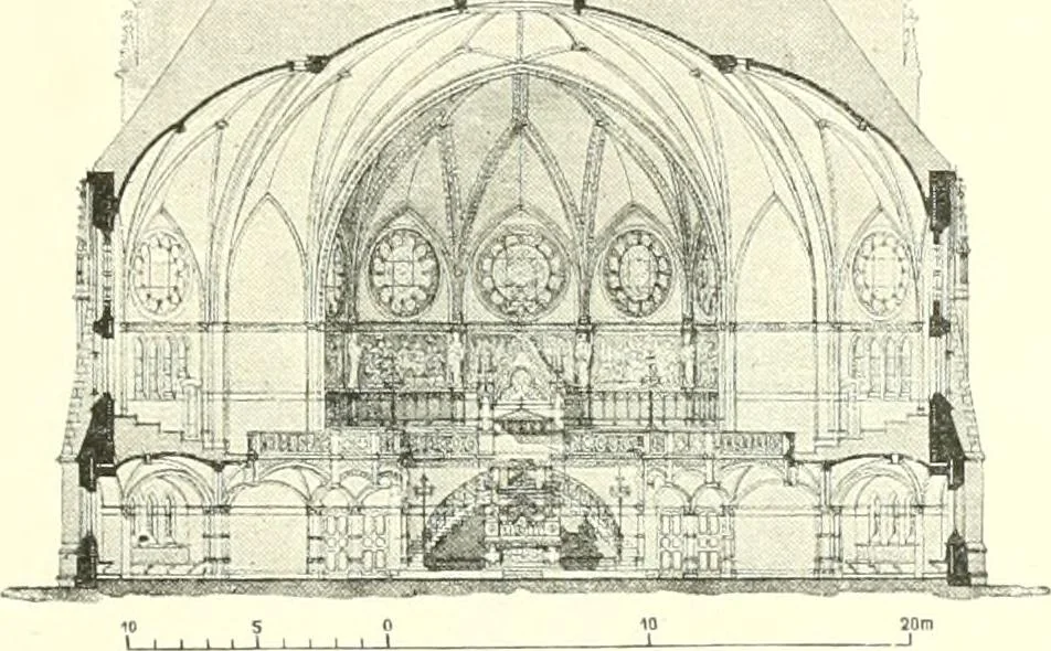 An illustration from Der Kirchenbau des Protestantismus von der Reformation bis zur Gegenwart, hrsg. von der Vereinigung Berliner Architekten, 1893, leaf 419