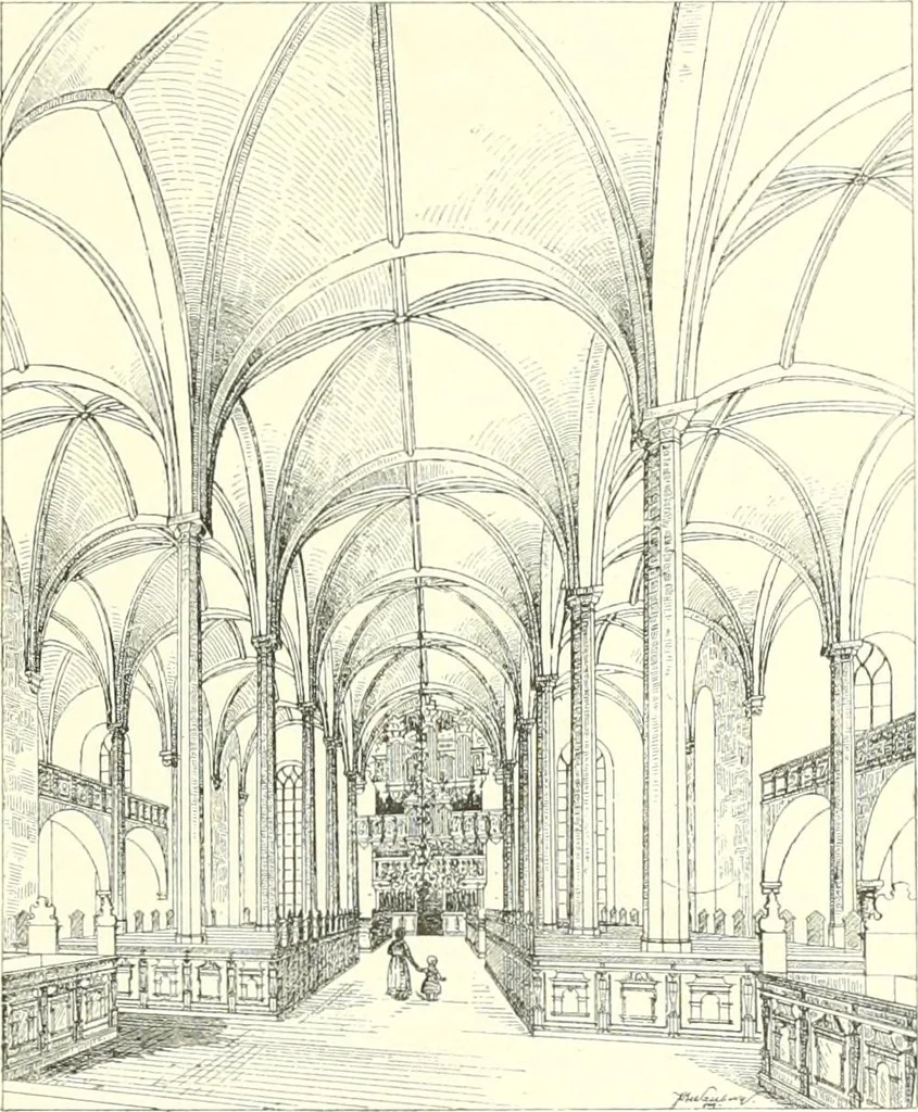 An illustration from Der Kirchenbau des Protestantismus von der Reformation bis zur Gegenwart, hrsg. von der Vereinigung Berliner Architekten, 1893, leaf 427
