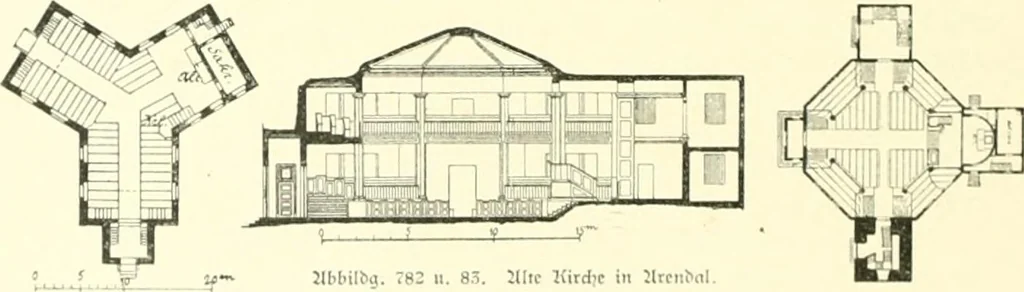 An illustration from Der Kirchenbau des Protestantismus von der Reformation bis zur Gegenwart, hrsg. von der Vereinigung Berliner Architekten, 1893, leaf 438