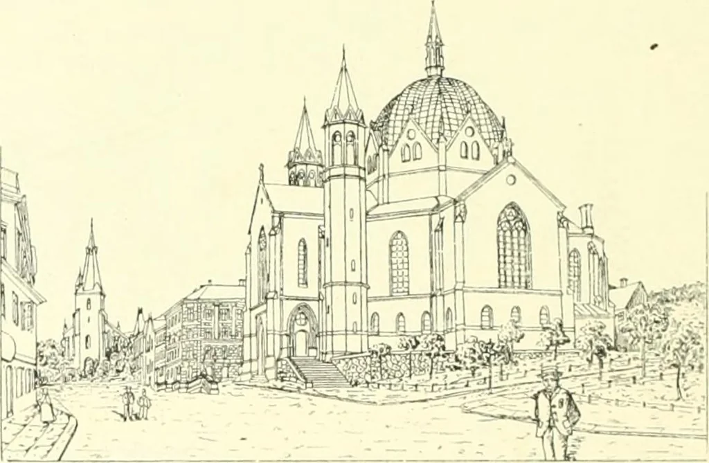 An illustration from Der Kirchenbau des Protestantismus von der Reformation bis zur Gegenwart, hrsg. von der Vereinigung Berliner Architekten, 1893, leaf 442