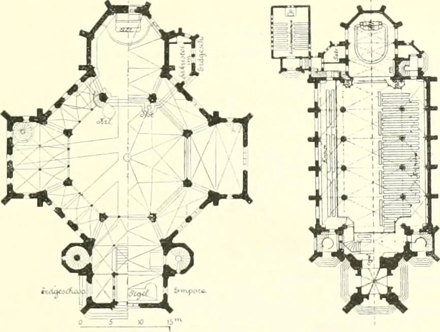 An illustration from Der Kirchenbau des Protestantismus von der Reformation bis zur Gegenwart, hrsg. von der Vereinigung Berliner Architekten, 1893, leaf 443