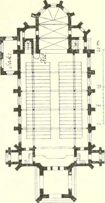 An illustration from Der Kirchenbau des Protestantismus von der Reformation bis zur Gegenwart, hrsg. von der Vereinigung Berliner Architekten, 1893, leaf 443