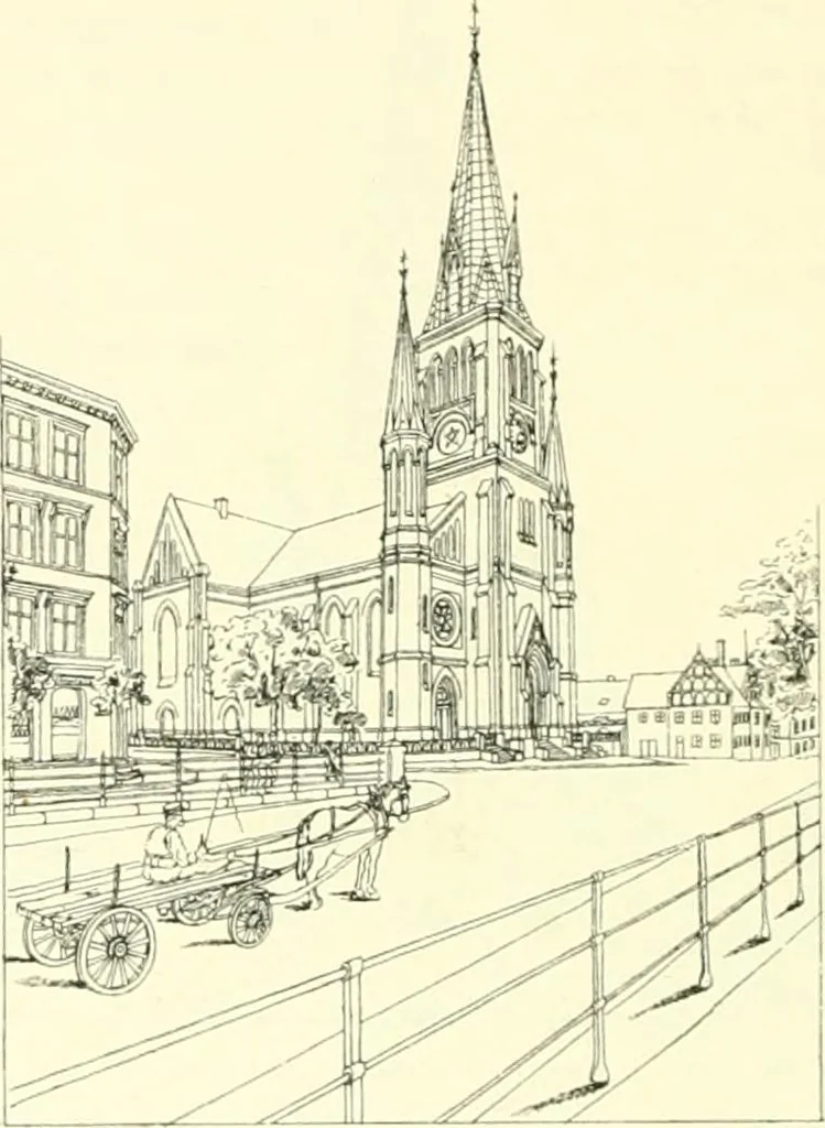 An illustration from Der Kirchenbau des Protestantismus von der Reformation bis zur Gegenwart, hrsg. von der Vereinigung Berliner Architekten, 1893, leaf 444