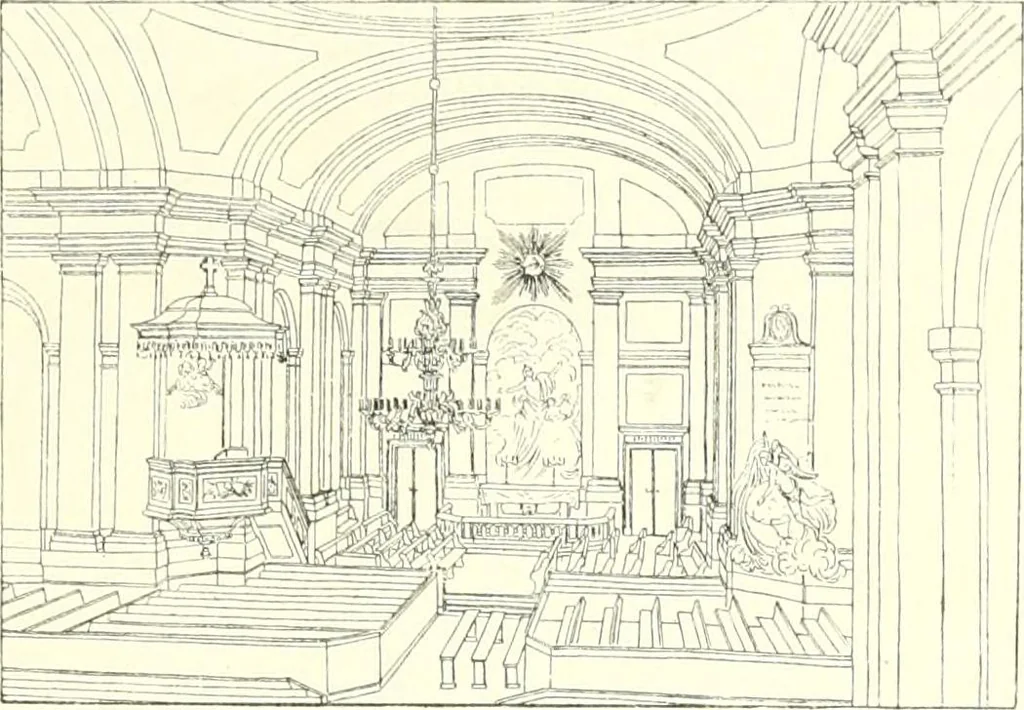 An illustration from Der Kirchenbau des Protestantismus von der Reformation bis zur Gegenwart, hrsg. von der Vereinigung Berliner Architekten, 1893, leaf 455