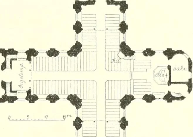 An illustration from Der Kirchenbau des Protestantismus von der Reformation bis zur Gegenwart, hrsg. von der Vereinigung Berliner Architekten, 1893, leaf 455