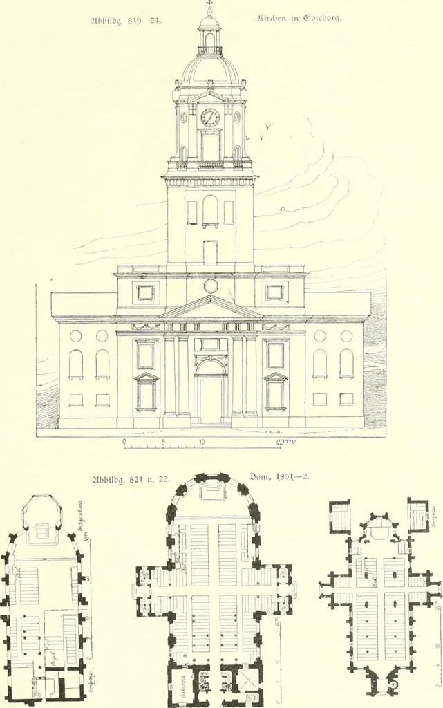 An illustration from Der Kirchenbau des Protestantismus von der Reformation bis zur Gegenwart, hrsg. von der Vereinigung Berliner Architekten, 1893, leaf 457