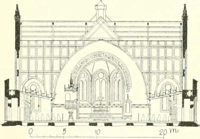 An illustration from Der Kirchenbau des Protestantismus von der Reformation bis zur Gegenwart, hrsg. von der Vereinigung Berliner Architekten, 1893, leaf 459