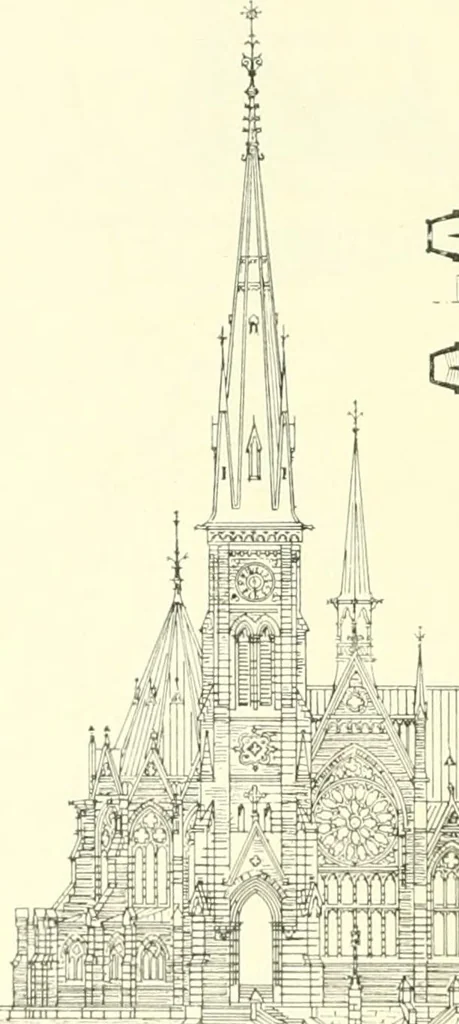 An illustration from Der Kirchenbau des Protestantismus von der Reformation bis zur Gegenwart, hrsg. von der Vereinigung Berliner Architekten, 1893, leaf 460