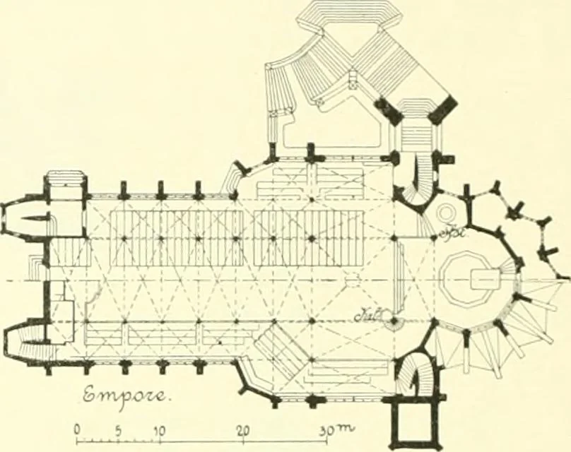 An illustration from Der Kirchenbau des Protestantismus von der Reformation bis zur Gegenwart, hrsg. von der Vereinigung Berliner Architekten, 1893, leaf 460