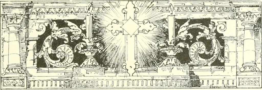 An illustration from Der Kirchenbau des Protestantismus von der Reformation bis zur Gegenwart, hrsg. von der Vereinigung Berliner Architekten, 1893, leaf 465