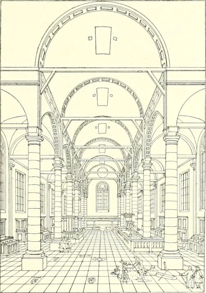 An illustration from Der Kirchenbau des Protestantismus von der Reformation bis zur Gegenwart, hrsg. von der Vereinigung Berliner Architekten, 1893, leaf 471