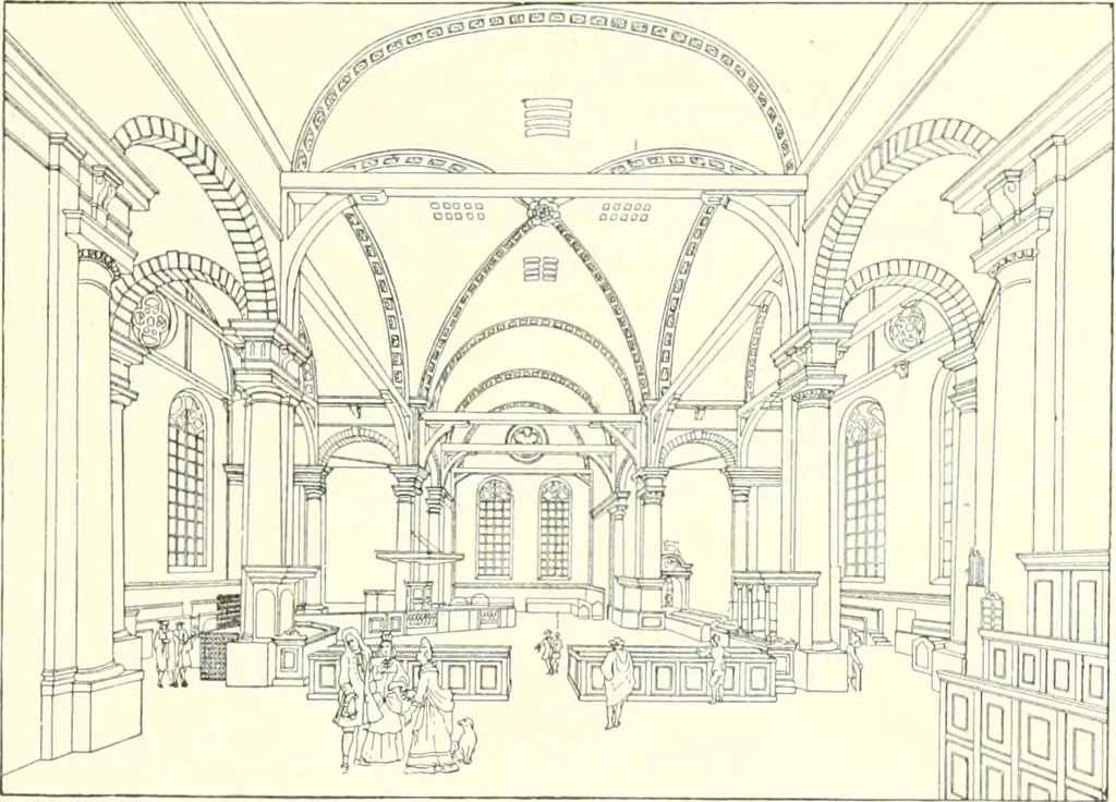 An illustration from Der Kirchenbau des Protestantismus von der Reformation bis zur Gegenwart, hrsg. von der Vereinigung Berliner Architekten, 1893, leaf 475