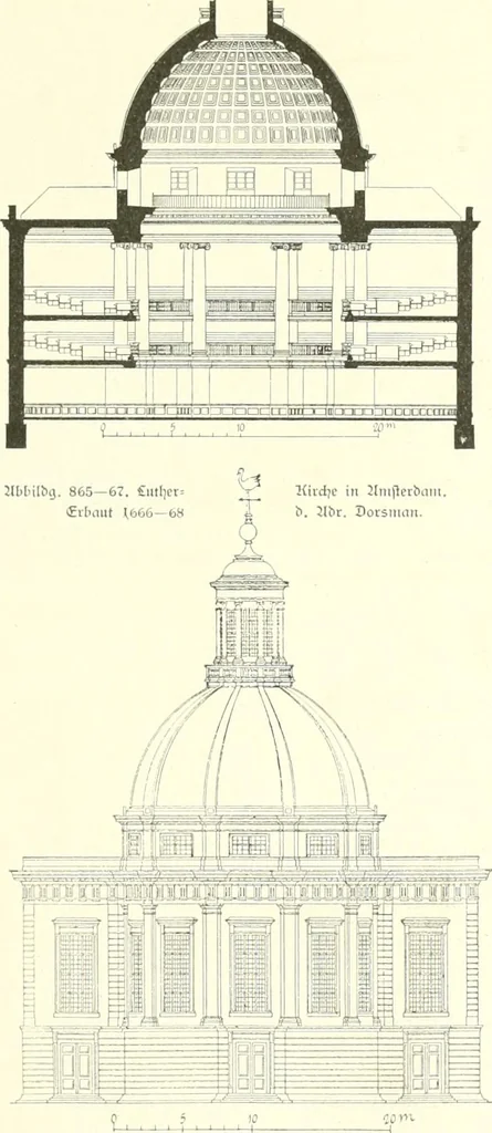 An illustration from Der Kirchenbau des Protestantismus von der Reformation bis zur Gegenwart, hrsg. von der Vereinigung Berliner Architekten, 1893, leaf 477