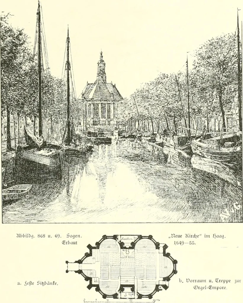 An illustration from Der Kirchenbau des Protestantismus von der Reformation bis zur Gegenwart, hrsg. von der Vereinigung Berliner Architekten, 1893, leaf 479