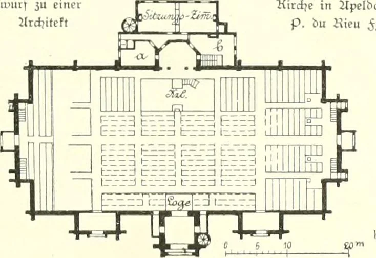 An illustration from Der Kirchenbau des Protestantismus von der Reformation bis zur Gegenwart, hrsg. von der Vereinigung Berliner Architekten, 1893, leaf 481