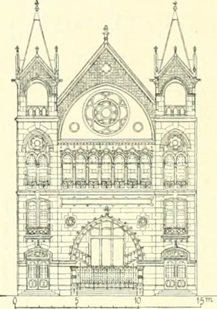 An illustration from Der Kirchenbau des Protestantismus von der Reformation bis zur Gegenwart, hrsg. von der Vereinigung Berliner Architekten, 1893, leaf 484