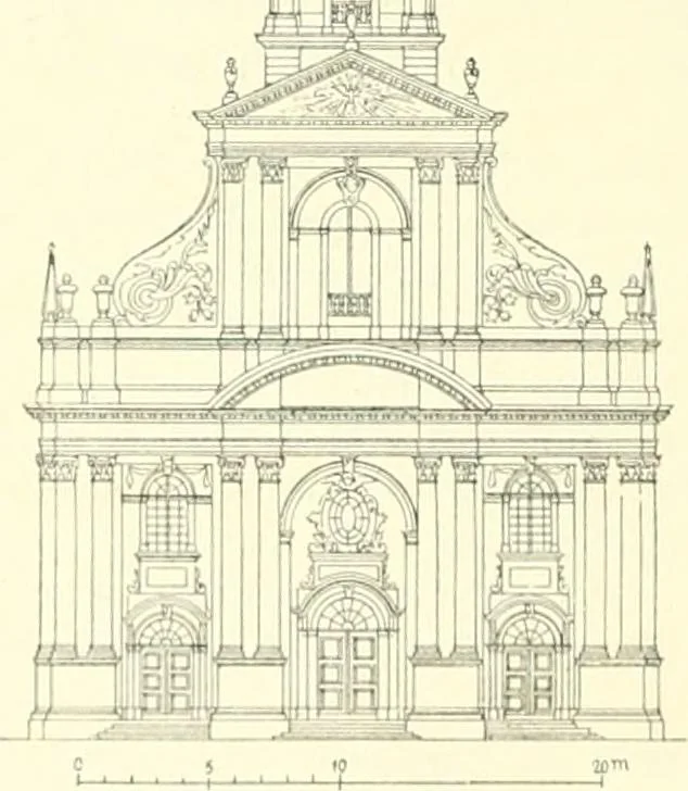 An illustration from Der Kirchenbau des Protestantismus von der Reformation bis zur Gegenwart, hrsg. von der Vereinigung Berliner Architekten, 1893, leaf 494