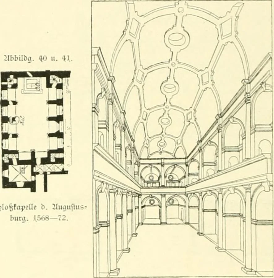 An illustration from Der Kirchenbau des Protestantismus von der Reformation bis zur Gegenwart, hrsg. von der Vereinigung Berliner Architekten, 1893, leaf 50