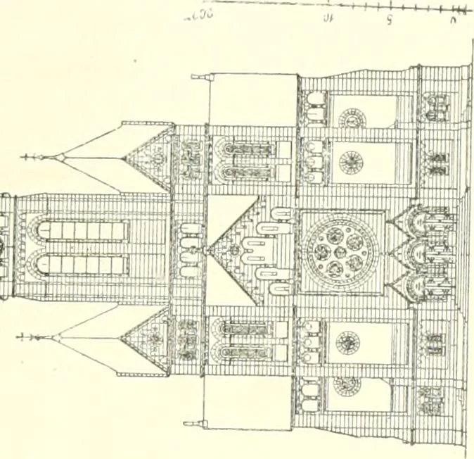 An illustration from Der Kirchenbau des Protestantismus von der Reformation bis zur Gegenwart, hrsg. von der Vereinigung Berliner Architekten, 1893, leaf 501